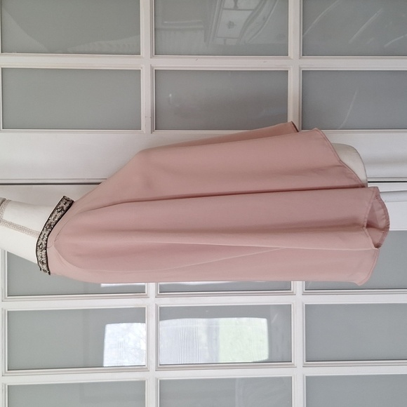 ZARA Sheer Blush Embellished Mock Neck Blouse - Picture 3 of 16